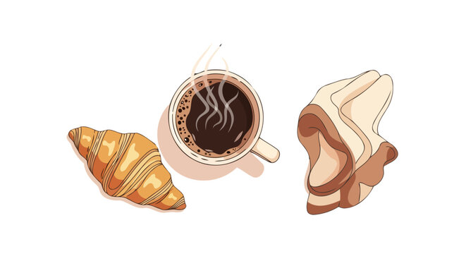 parisian breakfast coffee croissant and pain au chocolat delight