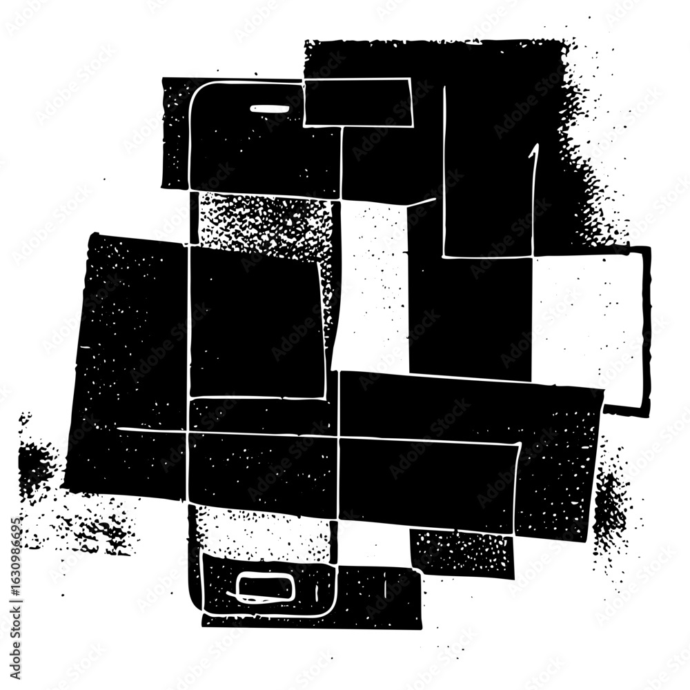 Poster vector abstract geometric shapes create a dynamic monochrome composition.