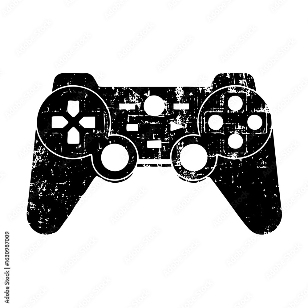 Poster vector distressed gamepad with directional controls