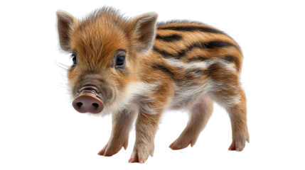 Adorable Piglet Portrait: A close-up portrait of an endearing young piglet, its captivating gaze and detailed features brought to life in a vibrant photorealistic style.