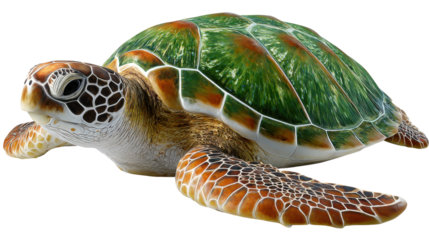 Turtle's textured Shell: A detailed study of the sea turtle showcases its unique shell pattern, its form a natural wonder.