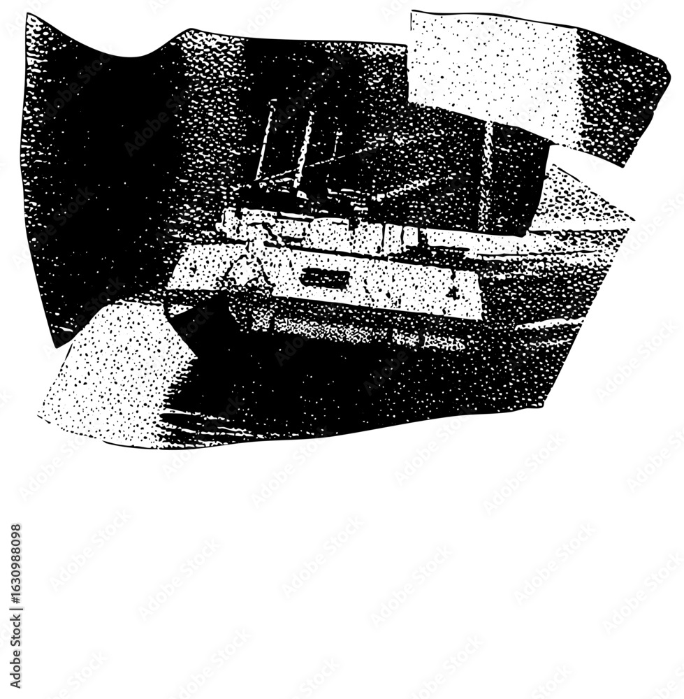 Poster vector abstract vehicle front view with fragmented shapes.