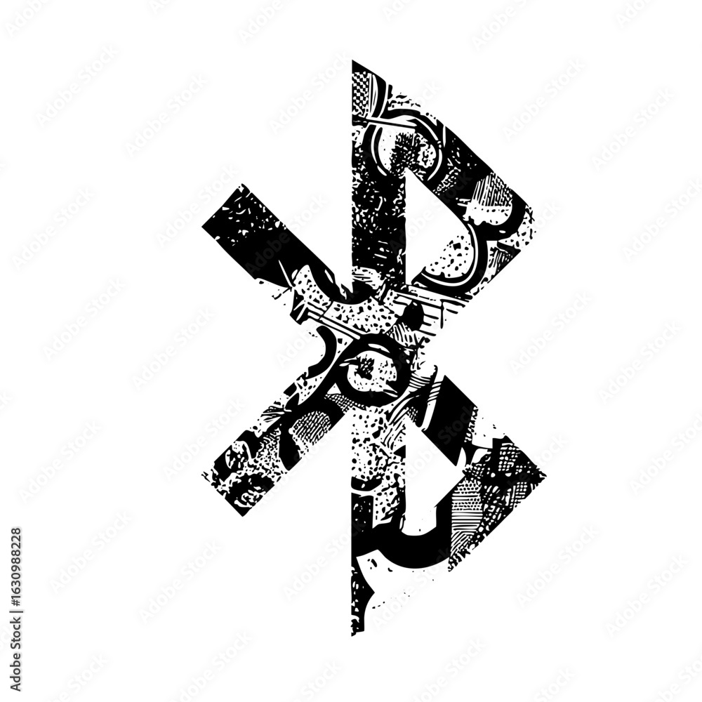 Poster vector abstract black symbol with intricate and sharp angles.