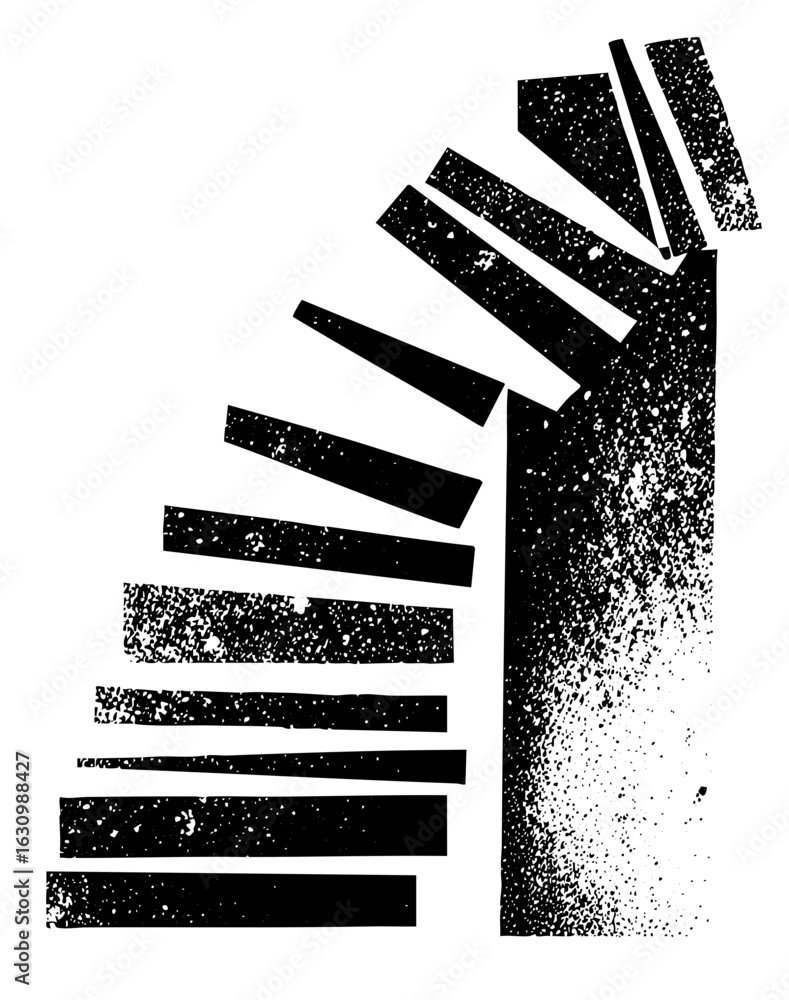 Poster vector abstract staircase with textured blocks.