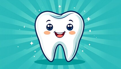 Cartoon tooth with happy expression