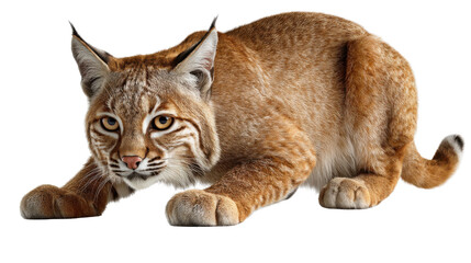 Obraz premium Lynx in Ready Position: A stunning, focused Lynx is caught mid-action. Its intense gaze and poised stance suggest a moment of alertness, ready to pounce or react.