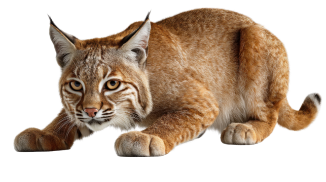 Lynx in Ready Position: A stunning, focused Lynx is caught mid-action. Its intense gaze and poised stance suggest a moment of alertness, ready to pounce or react.