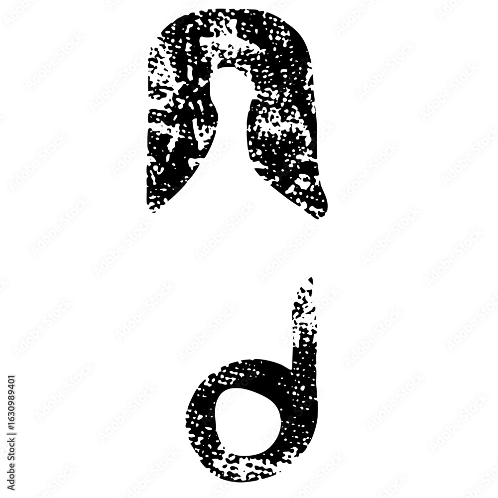 Poster vector abstract lowercase letters a and d in a distressed texture.