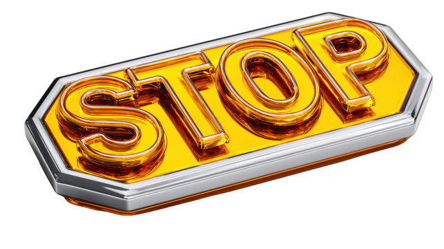 Stop Sign Detail: A gleaming stop sign, meticulously designed, exudes a sense of authority and caution with its bold, golden lettering, emphasizing safety and guidance.