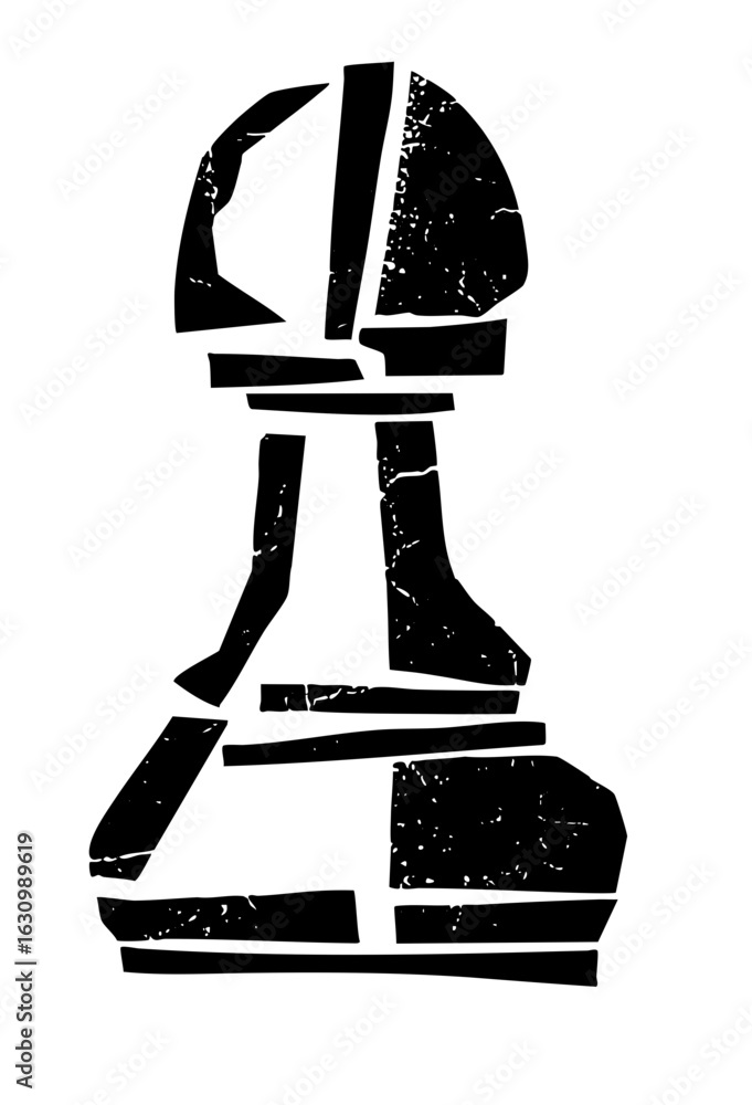 Poster vector abstract sailboat with textured vector shapes.