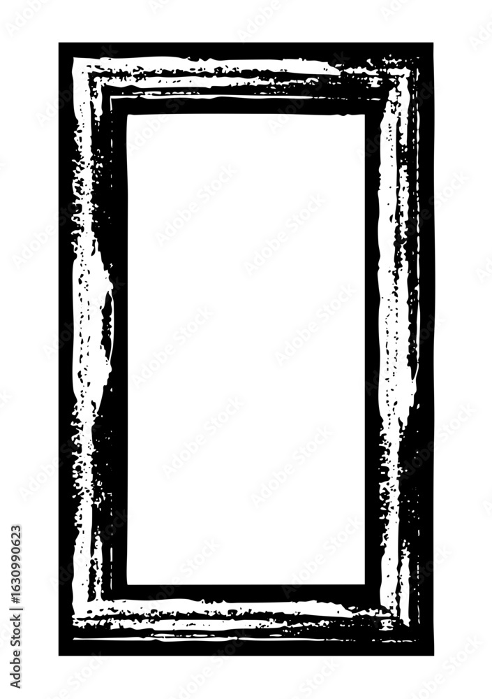 Poster vector distressed rectangular frame with rough edges.