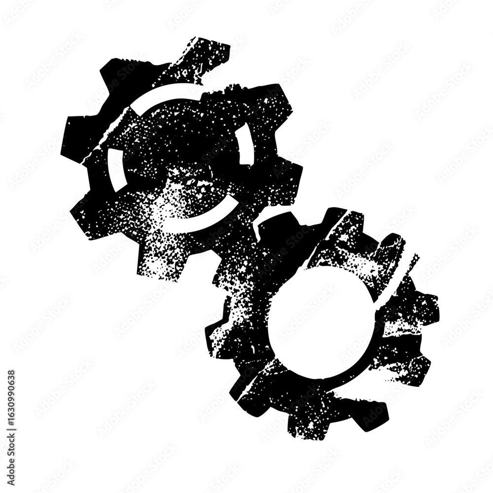 Poster vector interlocking gears with distressed texture