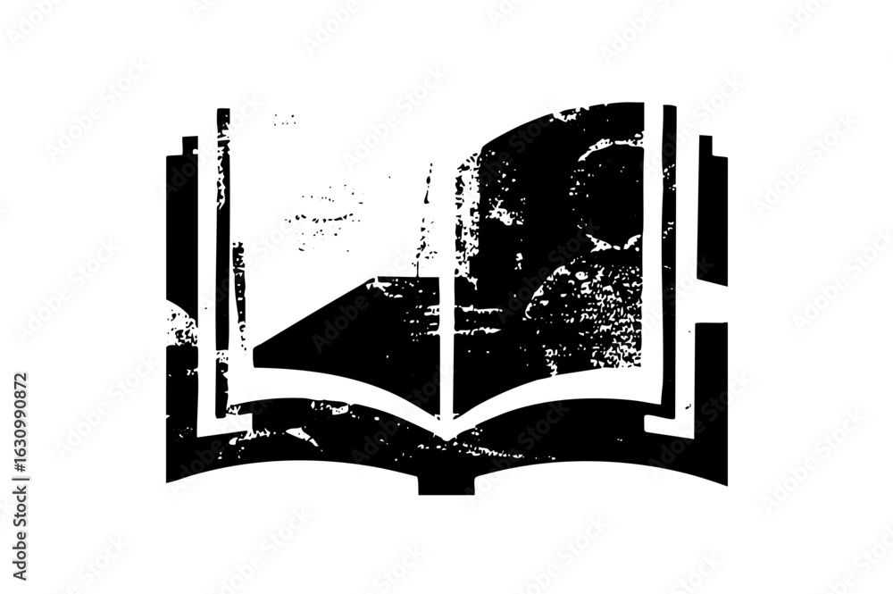 Poster vector open book silhouette with world map .