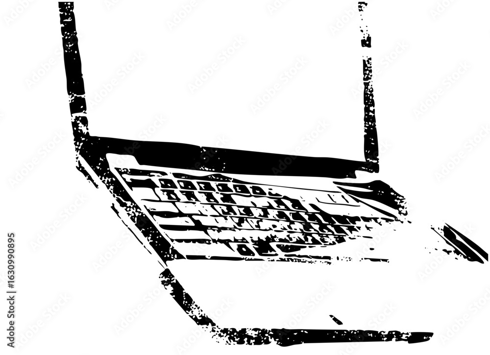 Aufkleber vector laptop with open screen and keyboard.