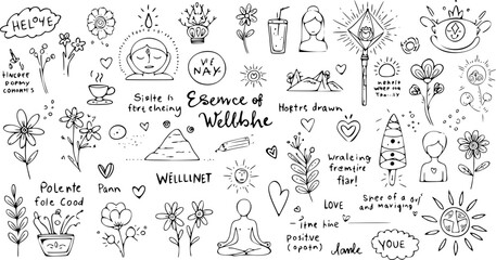 Doodle Art: Quirky Hand-Drawn Illustrations  Positive Vibes - Essence of Wellbeing