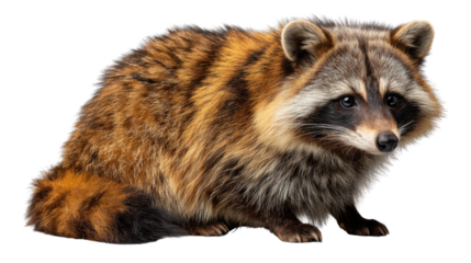 Alert Raccoon's gaze: A captivating portrait of an alert raccoon, showcasing its distinctive facial markings, lush fur, and unwavering gaze, ready to observe and explore.