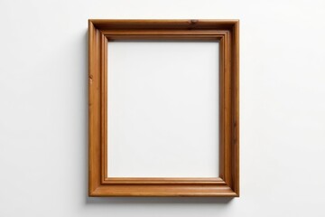 Empty rustic brown wooden picture frame on white , vintage, antique, office