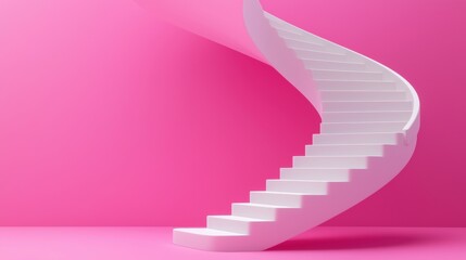 Obraz premium Modern spiral staircase against vibrant pink backdrop
