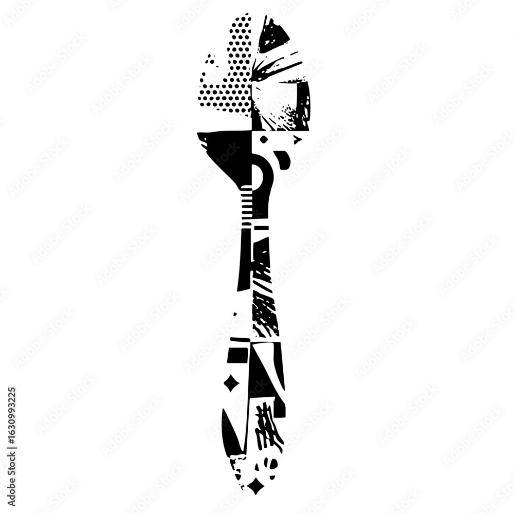 Poster vector abstract geometric figure composed of black vector shapes.