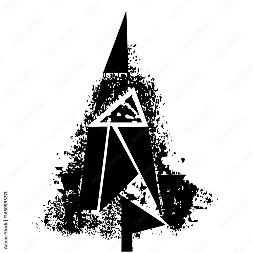 Poster vector abstract black triangles form a dynamic upward pointing arrow.