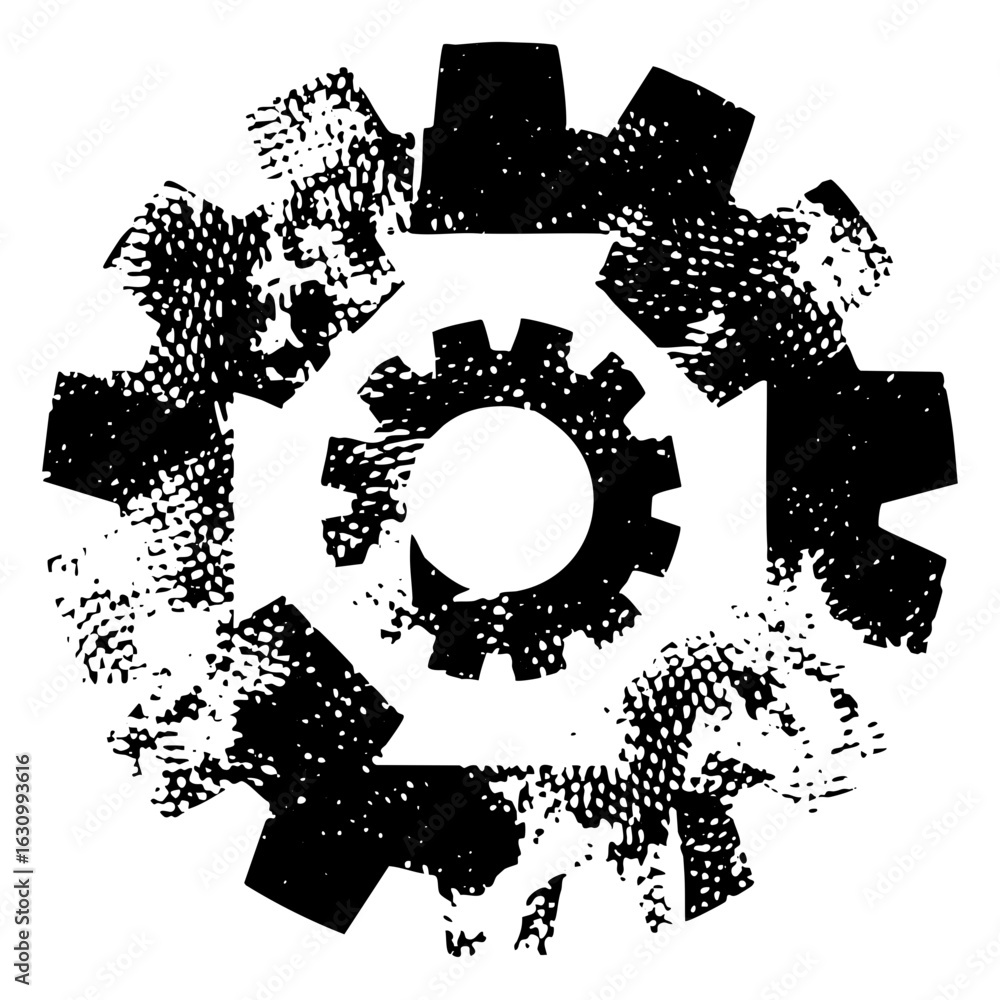 Poster vector interlocking gears with central cog