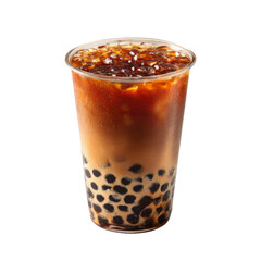 refreshing iced coffee drink with tapioca pearls, featuring rich brown color and layer of creamy milk. Perfect for hot day, this beverage is both delicious and visually appealing