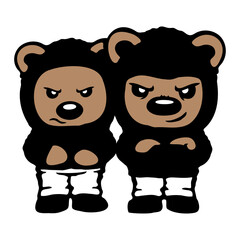 2 Bears Evil Gangster Friends Hoodie Bad Cool Criminal Thug Boy Team