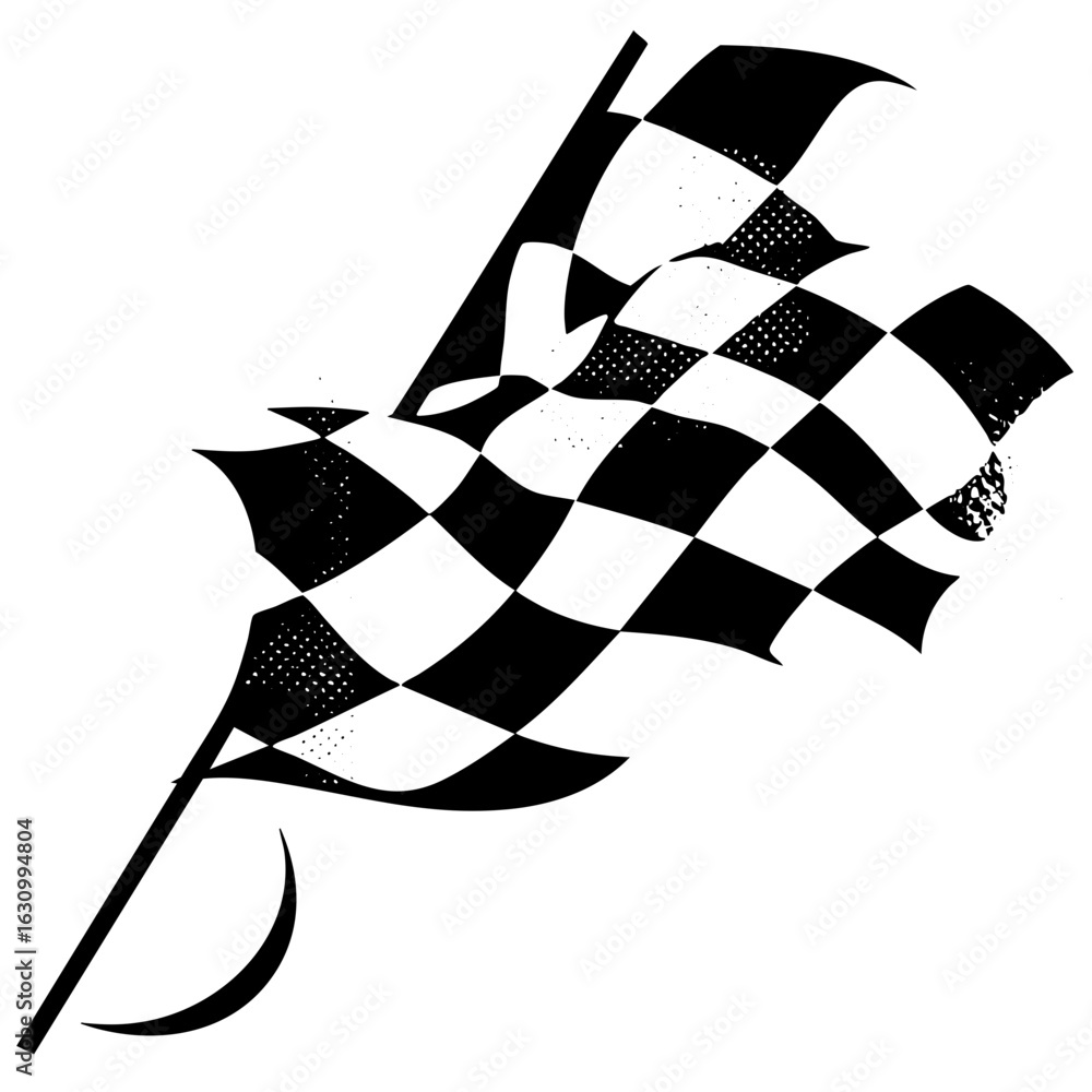 Poster vector dynamic checkered flag depicts a racing finish.