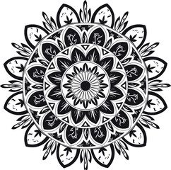Intricate Black and White Mandala Vector Design