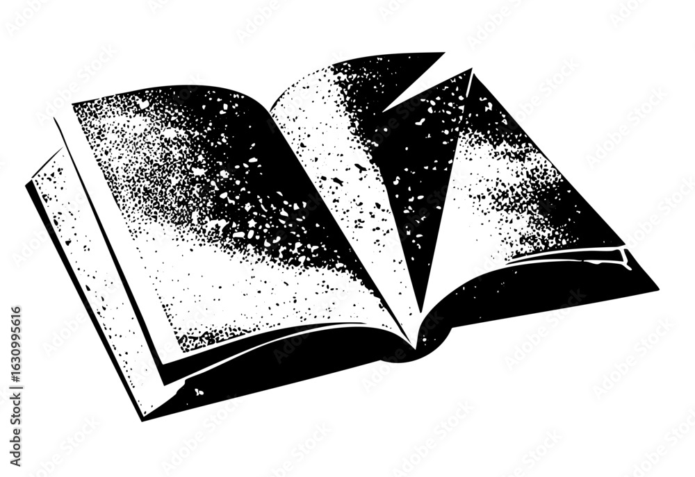 Poster vector open book with textured pages