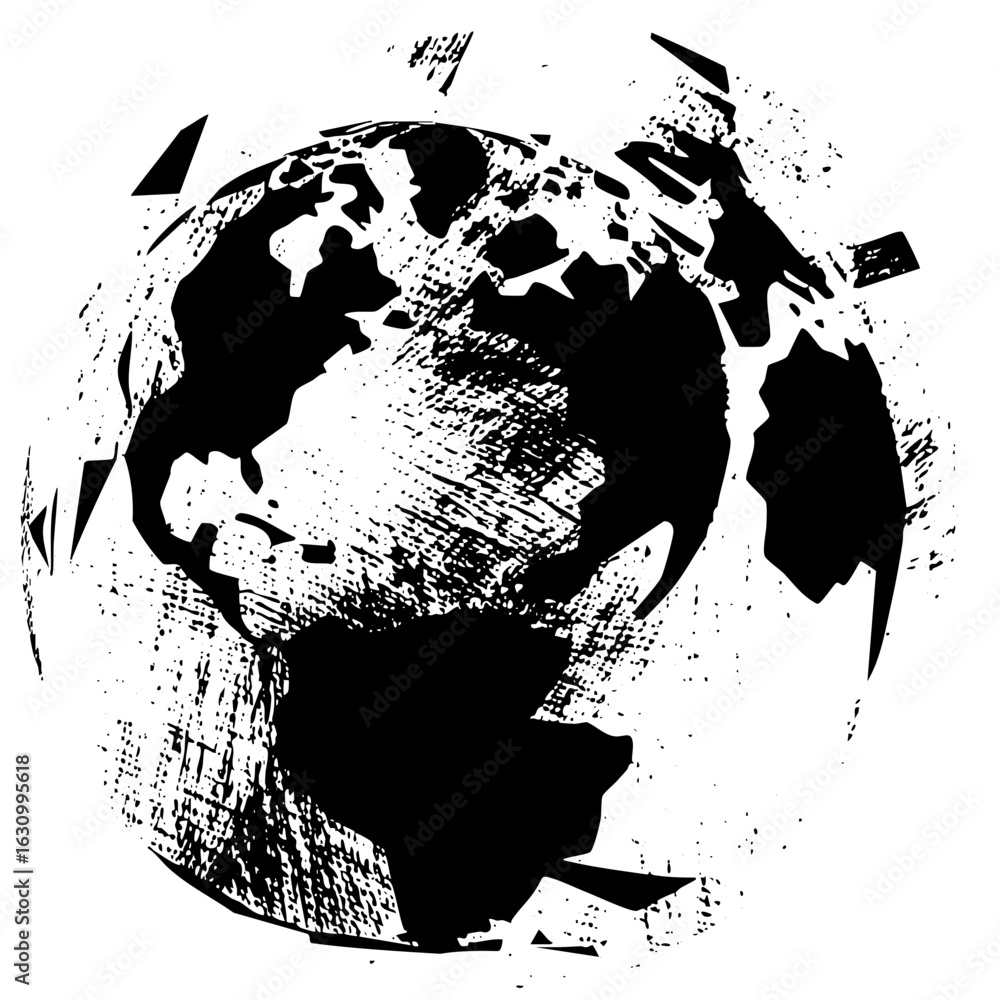 Poster vector abstract globe with distressed texture