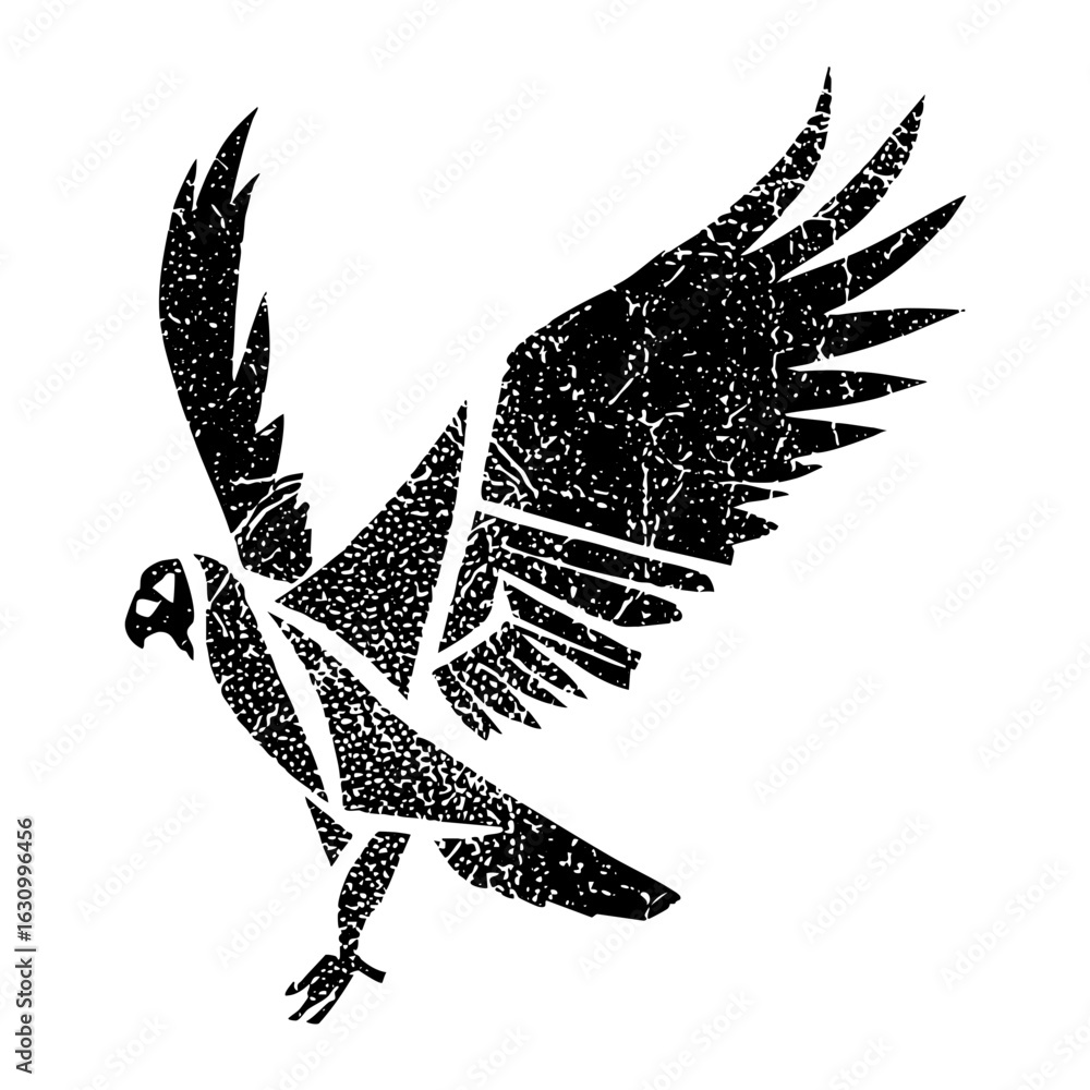 Poster vector dynamic black with textured wings in flight.