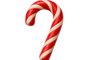 Red and white christmas candy cane rotating on transparent background, perfect for holiday projects