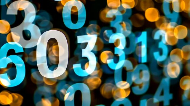 Abstract Numeric Background Animation with Glowing Bokeh - Technology Visual