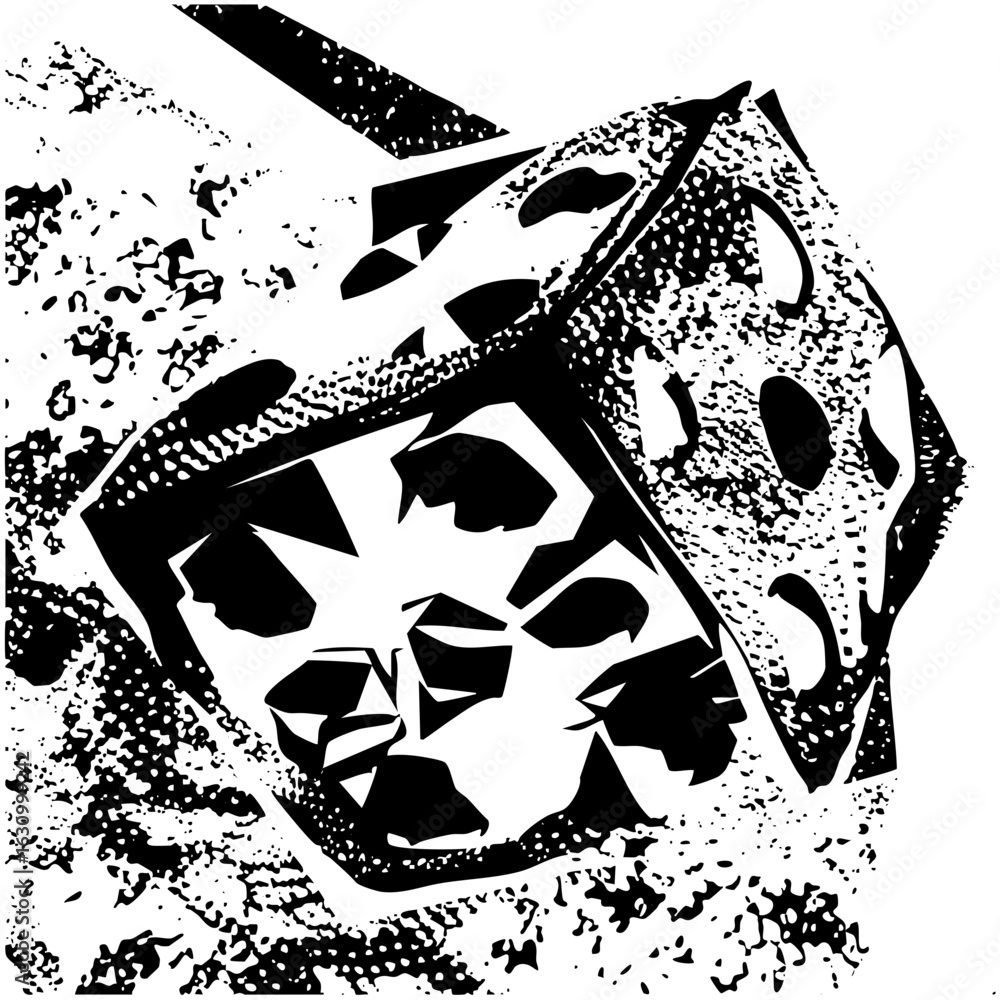 Aufkleber vector abstract robotic face with distressed texture.