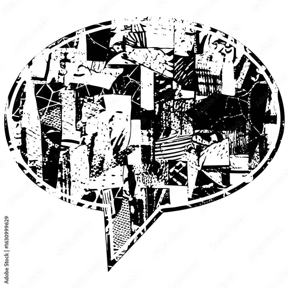 Poster vector abstract cityscape within a speech bubble vector .