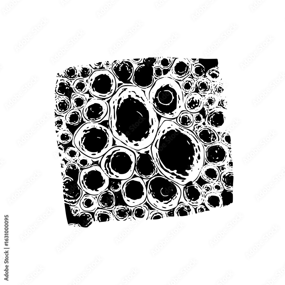 Poster vector abstract cellular with overlapping circles and voids.