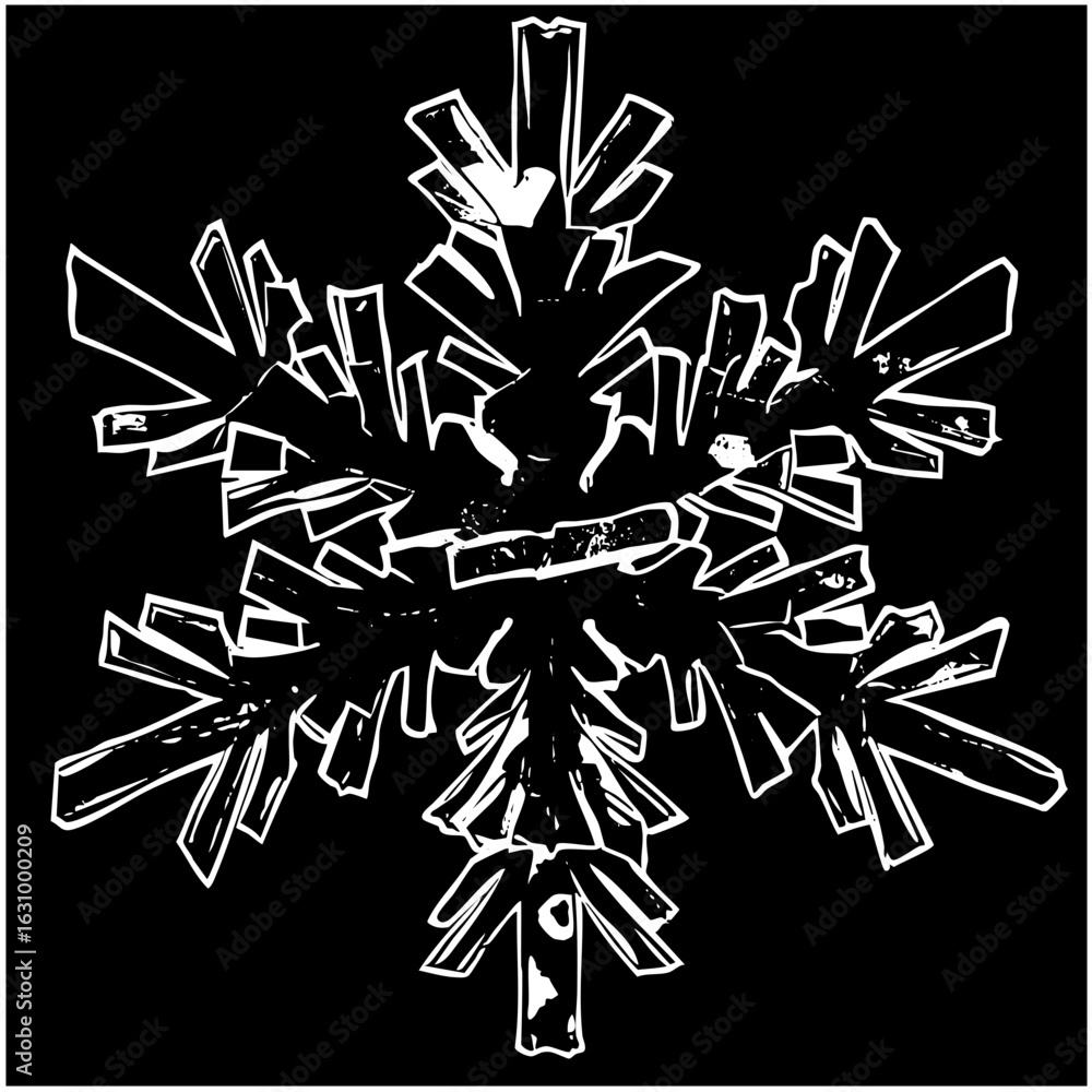 Poster vector intricate crystalline snowflake with sharp edges.