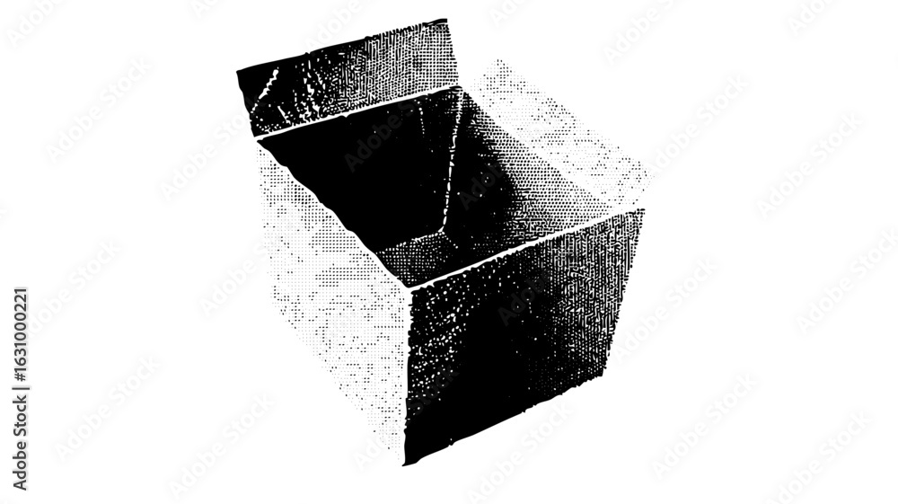 Aufkleber vector geometric cube with halftone texture.