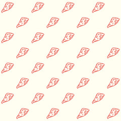 Hand Drawn Pizza Slices Vector Seamless Pattern
