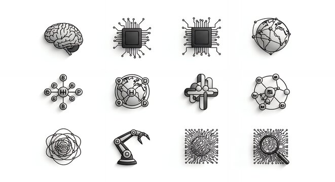 Science and Technology Icon Set Innovation and Discovery