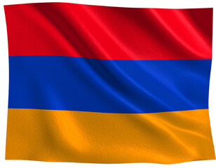 Fototapeta premium Armenia Flag Waving with Fabric Shadows and Realistic Texture, isolated on transparent background.