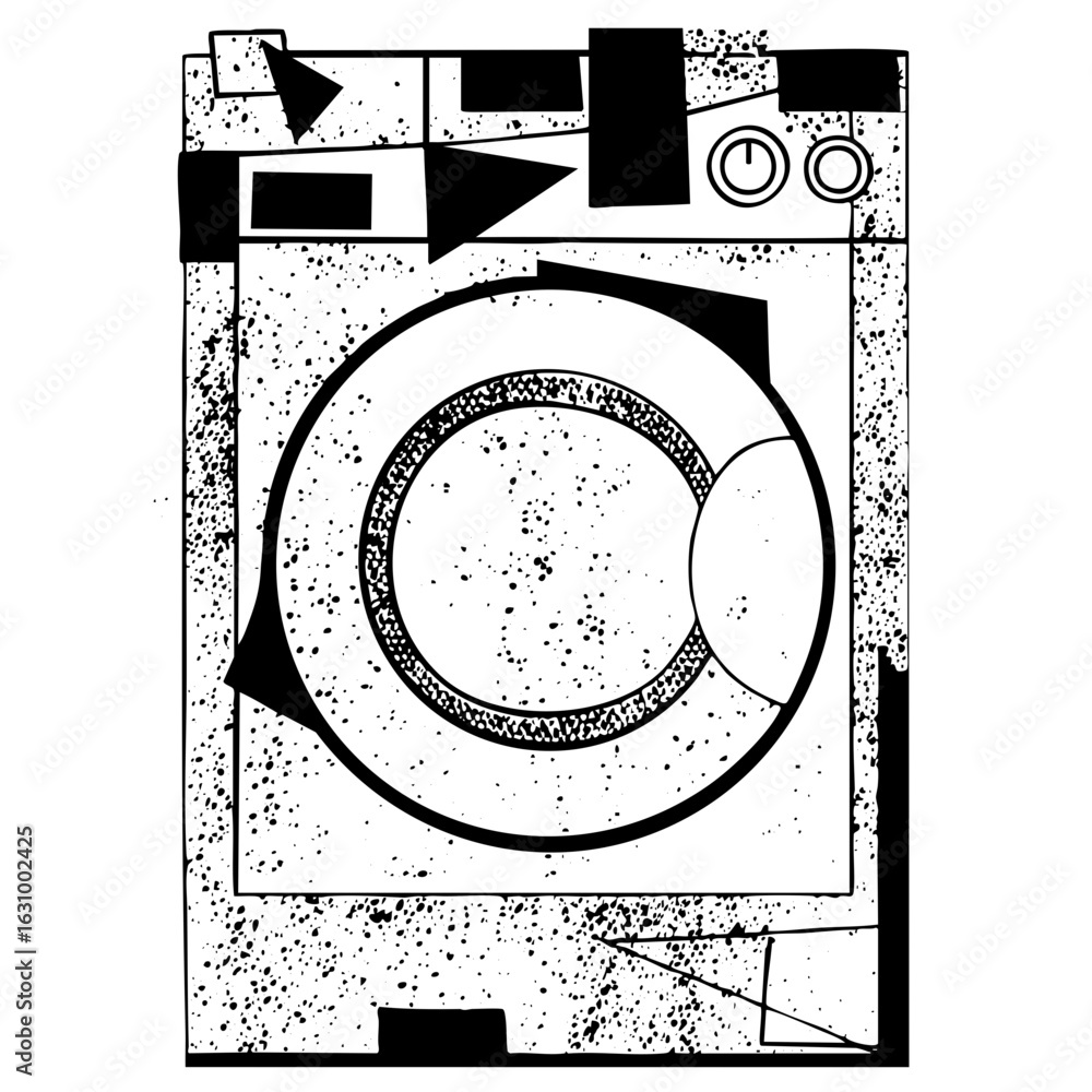 Poster vector abstract washing machine with circular .