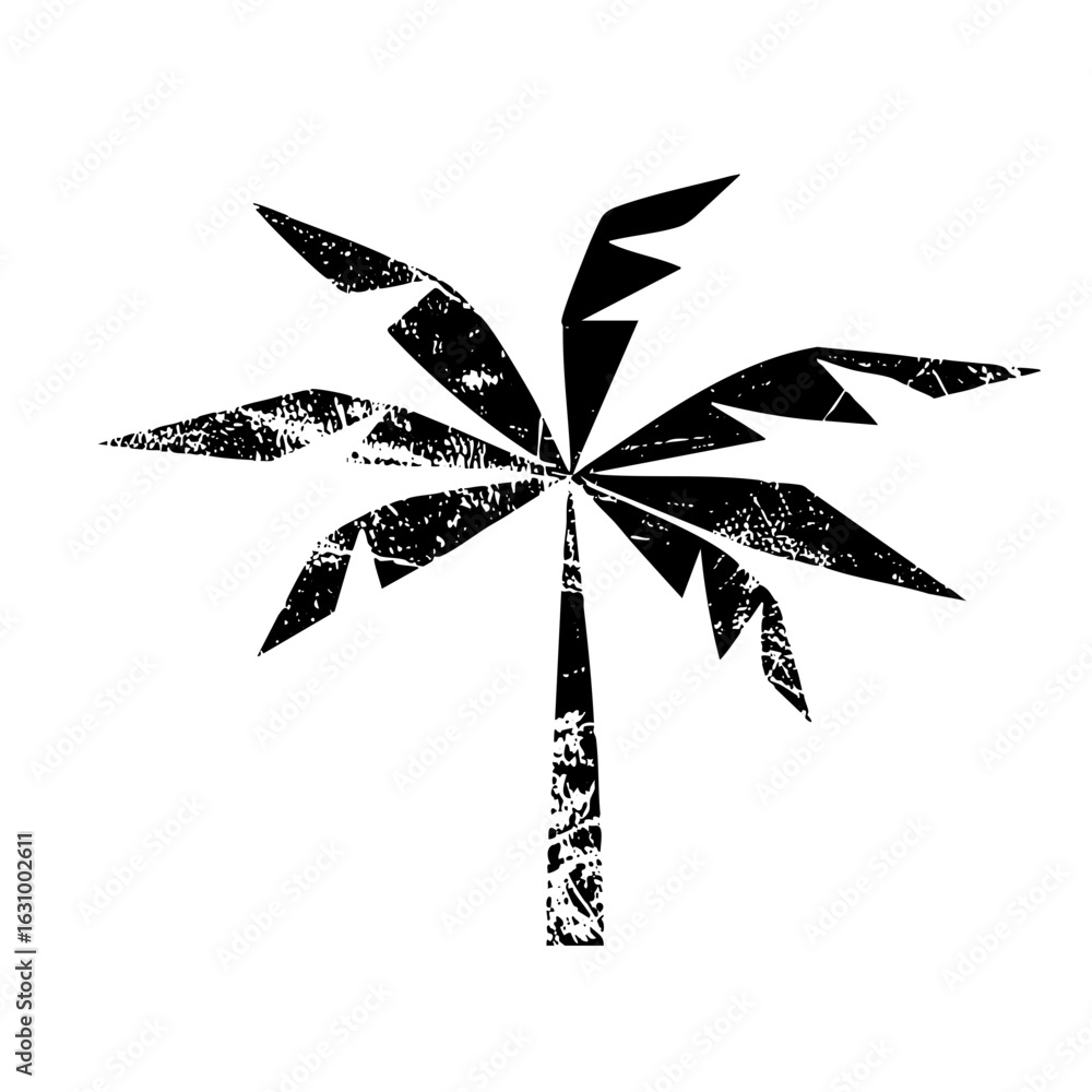 Poster vector stylized palm tree with textured vector shapes.