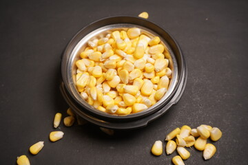 Sweet Corn : Corn kernels are small maize fruits containing a hard shell, dense starch-filled endosperm, and embryo germ essential for growth