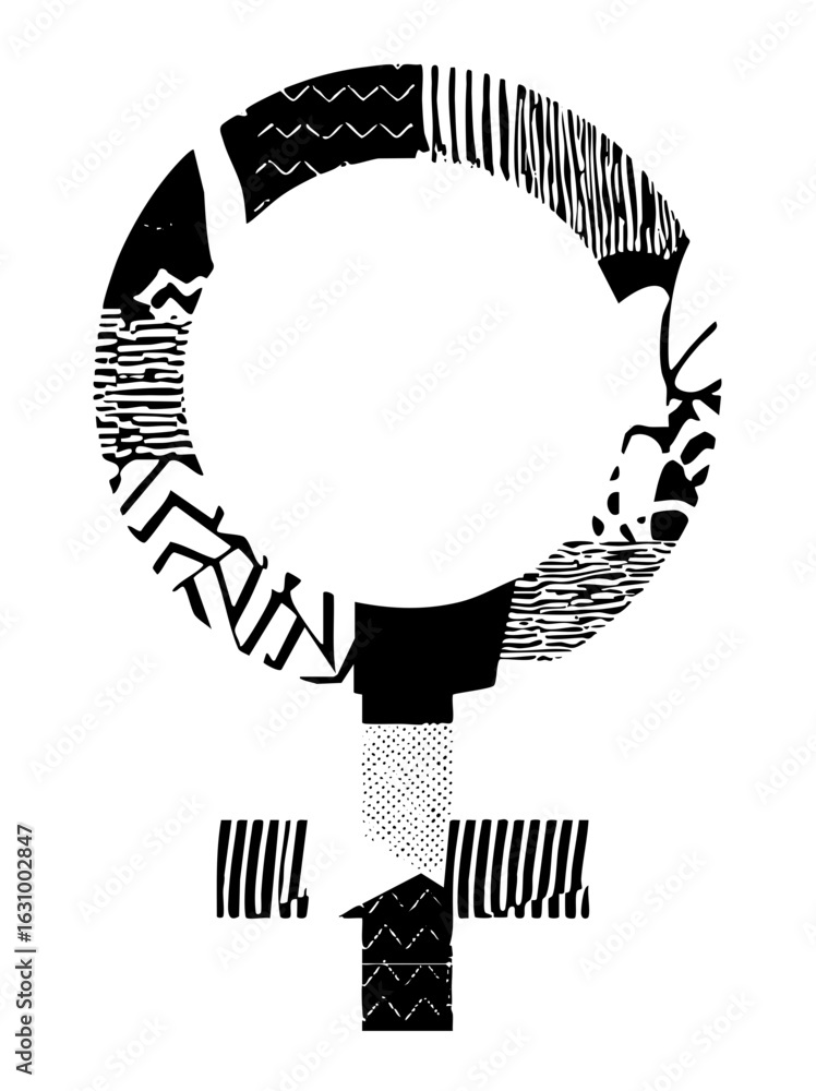 Poster vector abstract faces form a circular with a central droplet.
