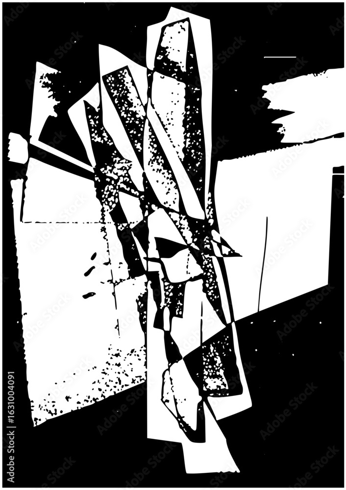 Aufkleber vector abstract geometric composition featuring fragmented shapes and textured details.
