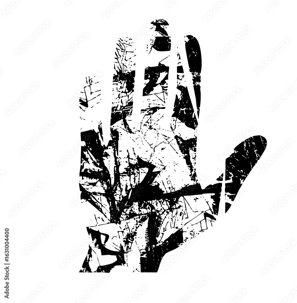 Aufkleber vector abstract handprint with fractured elements.