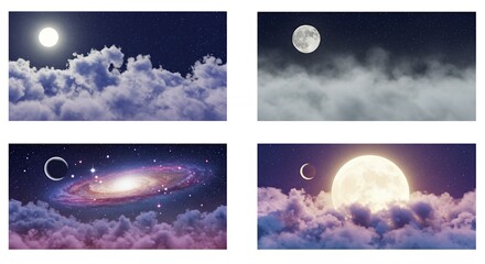 Night sky cloud scenes digital artwork set