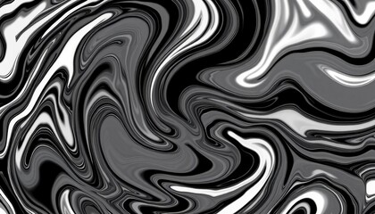 Abstract black and white acrylic swirl, trippy psychedelic art background,  graphic,  white